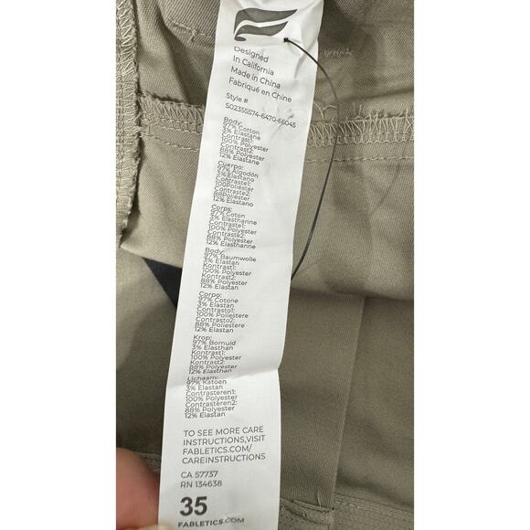 Fabletics The High Side Chino Short Mens Size 35 Fresh Taupe New Performance - Picture 12 of 14